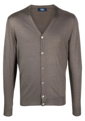 Fedeli V-neck fine-knit cardigan - Brown