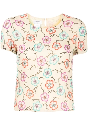 CHANEL Pre-Owned 2001 CC floral-print T-shirt - Brown