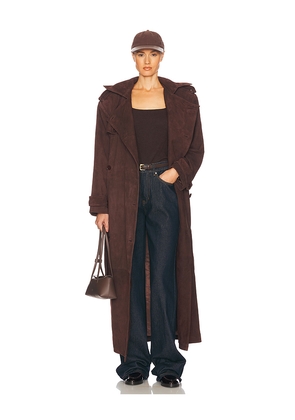 Helsa Suede Trench Coat in Brown. Size L. Also in M, S, XL.