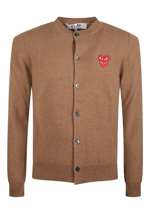 Comme Des Garçons Play heart-appliqué buttoned wool cardigan - Brown