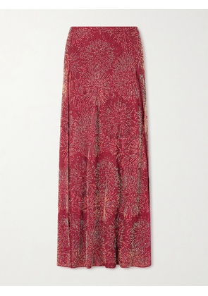 RABANNE - Embellished Crepe Maxi Skirt - Red - FR 34,FR 36,FR 38,FR 40,FR 42,FR 44