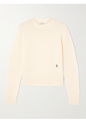 Sporty & Rich - Src Cropped Embroidered Cashmere And Wool-blend Sweater - Neutrals - x small,small,medium,large,x large