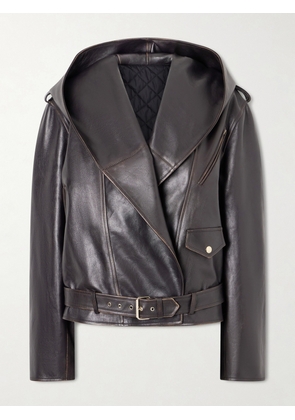 Alaïa - Belted Leather Biker Jacket - Brown - FR 36,FR 38,FR 40,FR 42