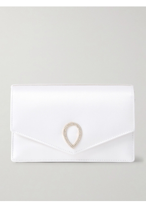 Jennifer Chamandi - Le 8 Crystal-embellished Satin Clutch Bag - White - One size