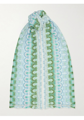 Missoni - Striped Metallic Crochet-knit Wrap - Blue - One size