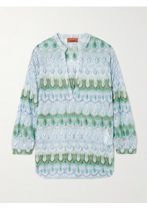 Missoni - Corean Striped Metallic Crochet-knit Blouse - Blue - x small,small,medium,large,x large