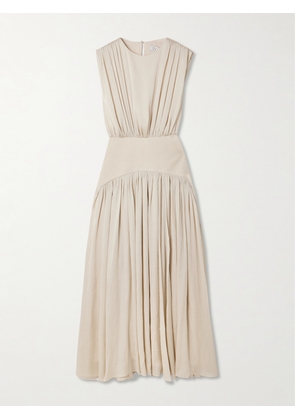 Abadia - Suri Gathered Plissé-satin Gown - Brown - US2,US4,US6,US8,US10,US12