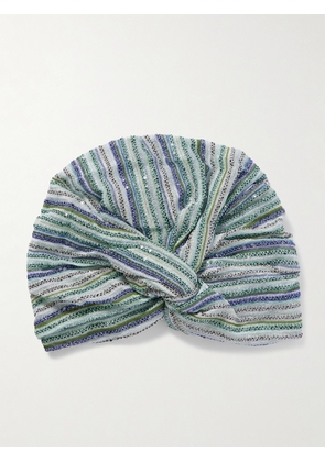 Missoni - Sequin-embellished Metallic Crochet-knit Turban - Blue - One size