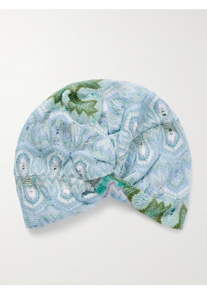 Missoni - Metallic Crochet-knit Turban - Blue - One size
