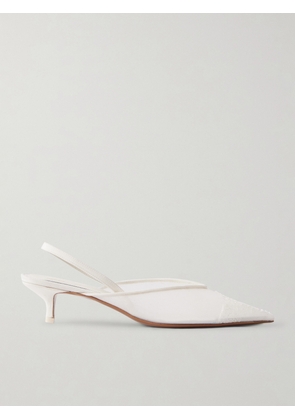 NEOUS - Irena Lace And Satin-trimmed Mesh Slingback Pumps - White - IT35,IT36,IT36.5,IT37,IT37.5,IT38,IT38.5,IT39,IT39.5,IT40,IT40.5,IT41