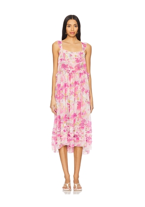 Free People x Intimately Fp Moon Phase Printed Midi Dress In Pop Combo in Pink. Size L. Also in M, S, XS.