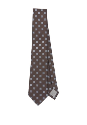 Emporio Armani pattern-jacquard silk tie - Brown