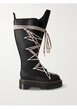 Rick Owens - + Dr. Martens 1460 Quad Sole Pentalace Leather Knee Boots - Black - UK 3,UK 4,UK 5,UK 6,UK 6.5,UK 7,UK 8,UK 9