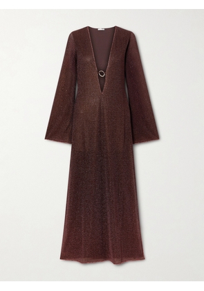 Oséree - Lumière Metallic Stretch-knit Kaftan - Brown - small,medium,large,x large