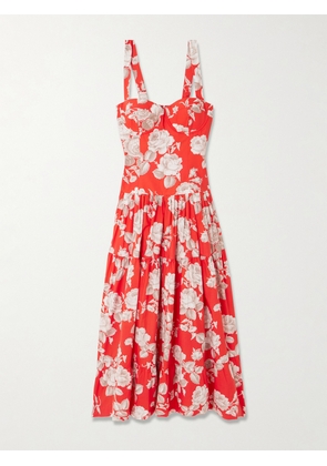 Cara Cara - Santiago Tiered Floral-print Cotton-poplin Midi Dress - US0,US2,US4,US6,US8,US10,US12