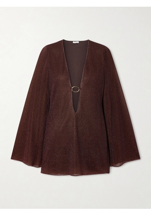 Oséree - Lumière Embellished Metallic Stretch-knit Kaftan - Brown - small,medium,large,x large