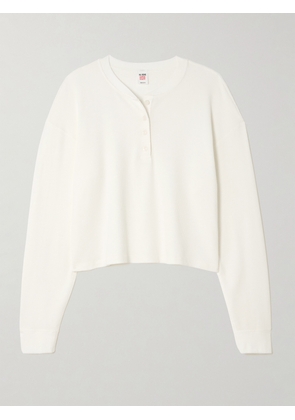 RE/DONE - + Hanes Waffle-knit Stretch-modal And Cotton-blend Henley Top - Off-white - x small,small,medium,large