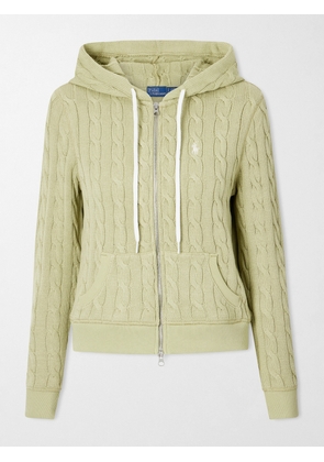 Polo Ralph Lauren - Embroidered Cable-knit Cotton Zip-up Hoodie - Green - xx small,x small,small,medium,large,x large