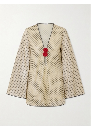 Oséree - Lumière Appliquéd Polka-dot Lurex Mini Dress - Gold - small,medium,large,x large