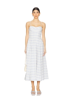 SIMKHAI Kittiya Midi Dress in Baby Blue. Size 10. Also in 6, 8.