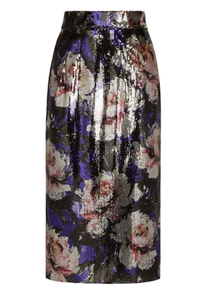 Dolce & Gabbana sequin-embellished pencil midi skirt - Purple