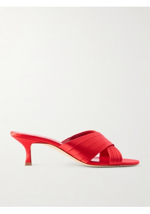 Manolo Blahnik - Viera 50 Satin Mules - Red - IT35,IT35.5,IT36,IT36.5,IT37,IT37.5,IT38,IT38.5,IT39,IT39.5,IT40,IT40.5,IT41,IT41.5,IT42