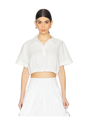 SIMKHAI Nicky Short Sleeve Crop Top in White. Size M. Also in S.
