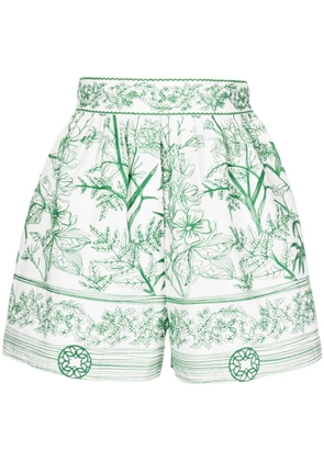 Elie Saab floral-print high-waist shorts - White