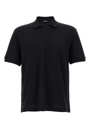 Zegna v-neck polo shirt - Black