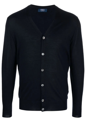 Fedeli V-neck buttoned cardigan - Blue