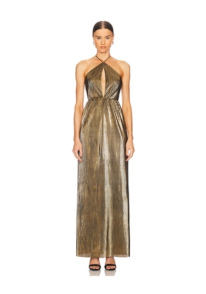 House of Harlow 1960 x REVOLVE Notte Gown in Metallic Gold. Size L. Also in M, S, XL, XS.