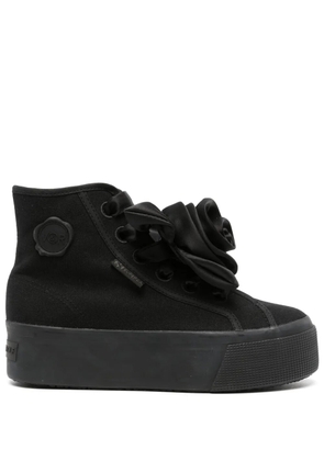 Viktor & Rolf x Superga satin-rose high-top sneakers - Black