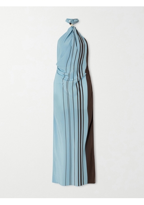 SIR. - Rioja Striped Silk Halterneck Maxi Dress - Blue - 01,2,3,4