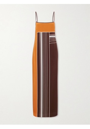 SIR. - Destino Striped Silk-crepe Maxi Dress - Brown - 01,2,3,4