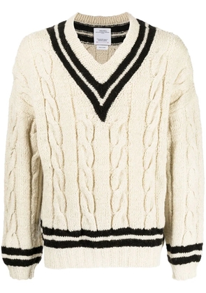 visvim cable-knit V-neck jumper - White