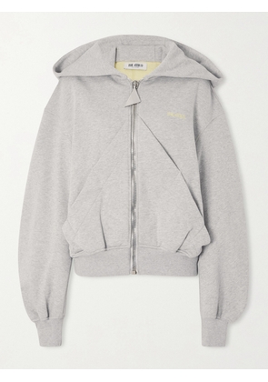 The Attico - Embroidered Cotton-blend Jersey Zip-up Hoodie - Gray - IT36,IT38,IT40,IT42,IT44,IT46,IT48