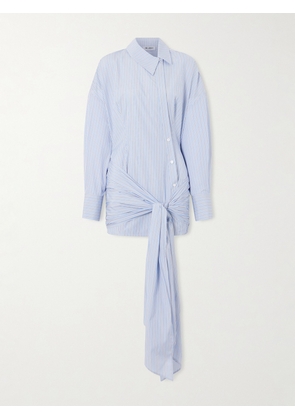 The Attico - Knotted Striped Cotton-poplin Mini Dress - Blue - IT36,IT38,IT40,IT42,IT44,IT46,IT48