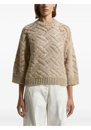 Peserico chevron-pattern open-knit sweater - Neutrals