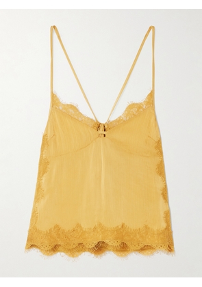 R13 - Tie-detailed Lace And Crepon Camisole - Yellow - x small,small,medium,large