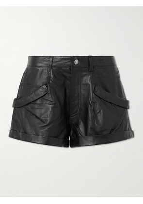 R13 - Gathered Leather Shorts - Black - 24,25,26,27,28,29,30,31
