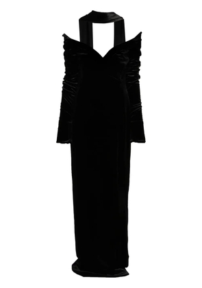 Saiid Kobeisy velvet long fitted dress - Black