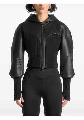 Manière De Voir Amani hooded zip-up cropped jacket - Black
