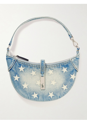 Polo Ralph Lauren - Polo Id Embroidered Denim Shoulder Bag - Blue - One size