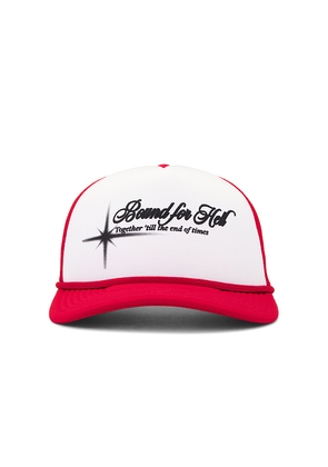 Funeral Apparel Bound For Hell Trucker Hat in Red.