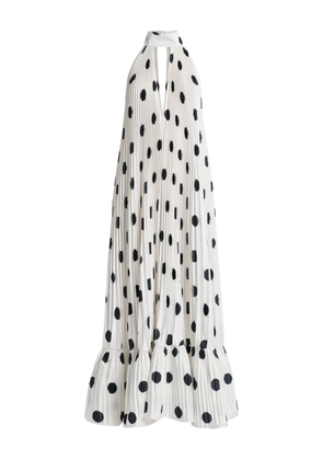 L'IDÉE Libertie polka-dot pleated maxi dress - White
