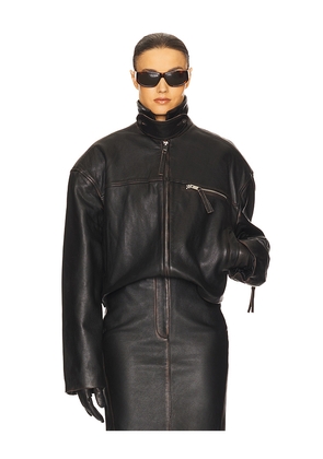Helsa The Leather Oversized Moto Jacket in Black. Size L. Also in M, S, XL.