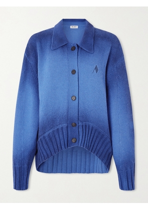 The Attico - Asymmetric Embroidered Dégradé Wool And Cashmere-blend Cardigan - Blue - IT36,IT38,IT40,IT42,IT44,IT46,IT48