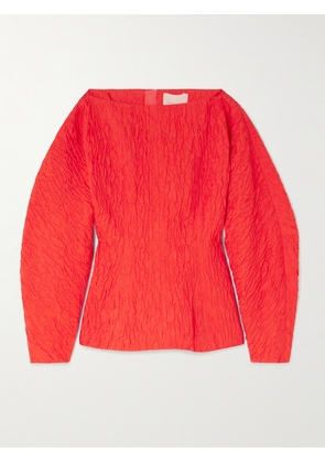 Roksanda - Eni Cropped Satin-cloqué Top - Red - UK 4,UK 6,UK 8,UK 10,UK 12,UK 14