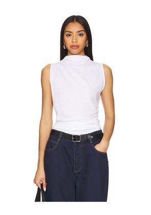 Goldie Sleeveless Draped Top in White. Size L. Also in XL, XS.