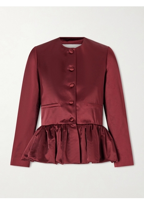 LIBEROWE - Cotton-blend Duchesse-satin Peplum Blazer - Burgundy - x small,small,medium,large,x large